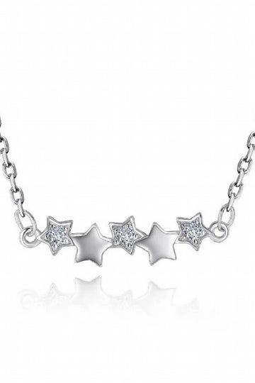 Stylacity Silver Stars Delicate Necklace With Cubic Zirconia Stones. Stylacity